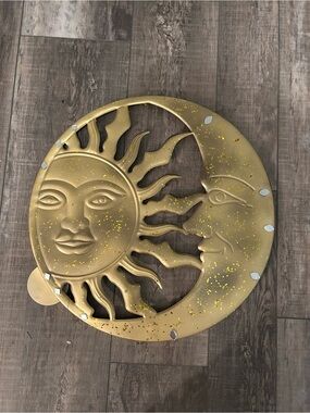 Sun and Moon Metal Wall Decor - Gold 18 inches round